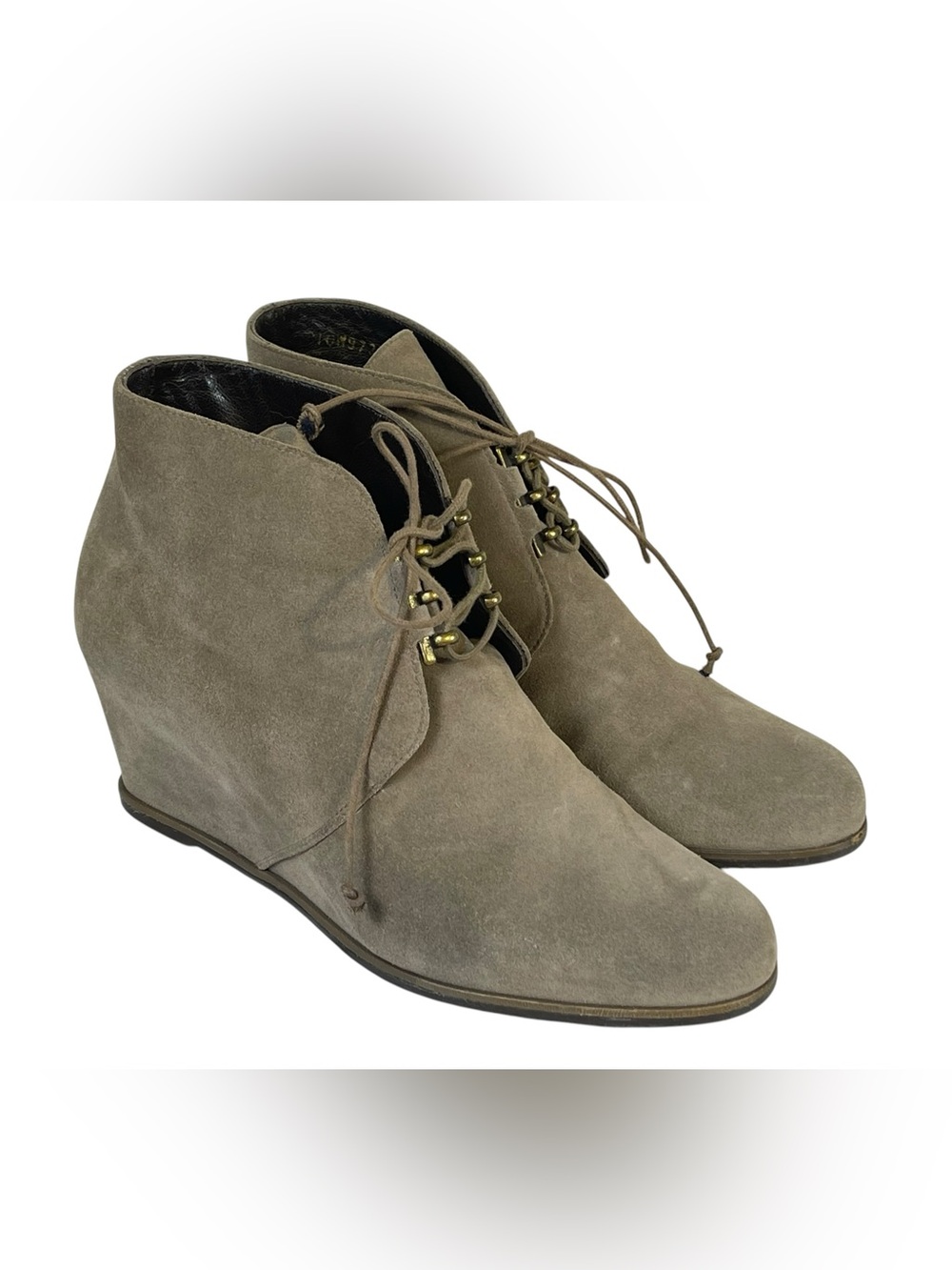 Stuart Weitzman Taupe Suede Wedge Ankle Boots Made in Spain 9